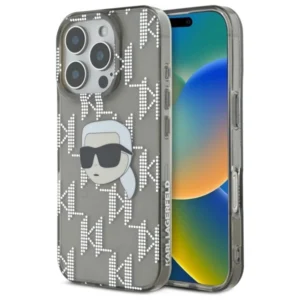 Karl Lagerfeld IML Karl Head Electroplated iPhone 16 Pro Case - Blackeng