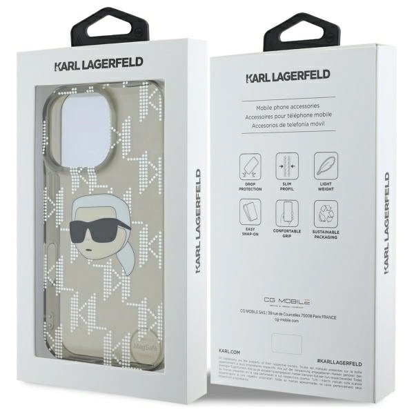 Karl Lagerfeld IML Karl Head Electroplated iPhone 16 Pro Case - Blackeng
