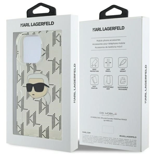 Karl Lagerfeld IML Karl Head Electroplated iPhone 16 Pro Case - Cleareng
