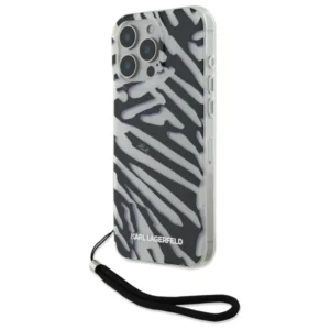 Karl Lagerfeld IML Zebra Pattern & Cord iPhone 16 Pro Case - Blackeng