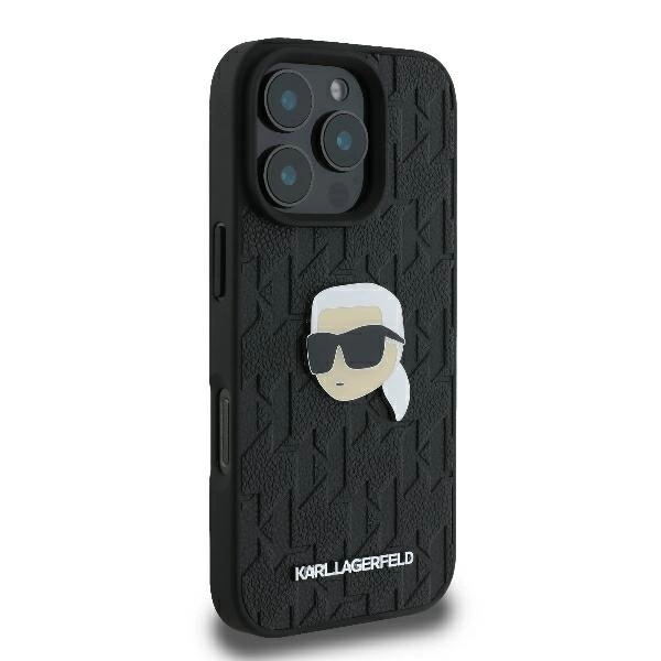 Karl Lagerfeld Monogram Karl Head Pin Case for iPhone 16 Pro 6.3" Blackeng