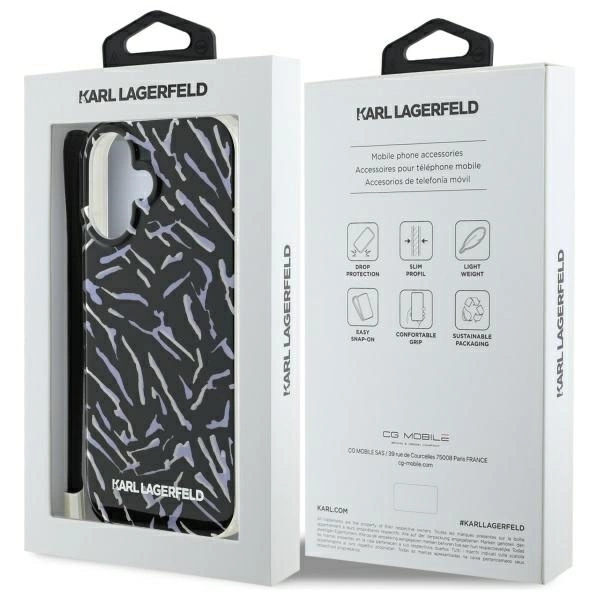 Karl Lagerfeld Zebra With Cord iPhone 16 Plus Case - Purpleeng