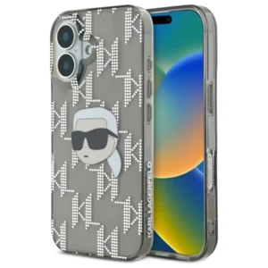 Karl Lagerfeld IML Karl Head Electroplated iPhone 16 Case - Blackeng