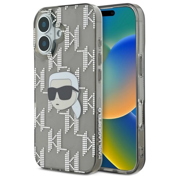 Karl Lagerfeld IML Karl Head Electroplated iPhone 16 Case - Blackeng