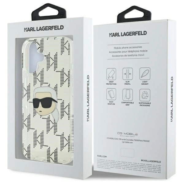 Karl Lagerfeld IML Karl Head Electroplated iPhone 16 Case - Cleareng