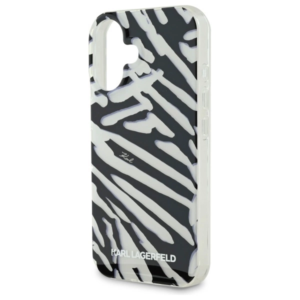 Karl Lagerfeld IML Zebra Pattern & Cord iPhone 16 Case - Blackeng