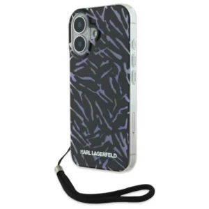 Karl Lagerfeld Zebra With Cord iPhone 16 Case - Purpleeng