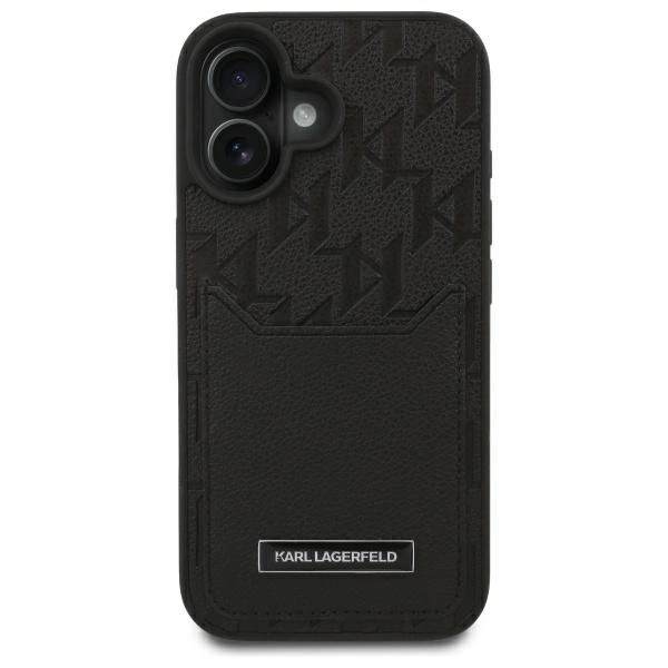 Karl Lagerfeld Cardslots Monogram iPhone 16 Case - Blackeng