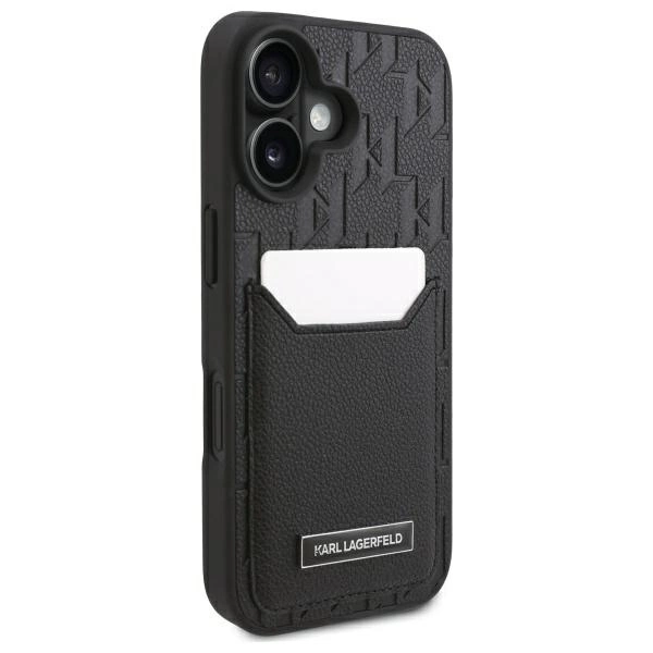 Karl Lagerfeld Cardslots Monogram iPhone 16 Case - Blackeng