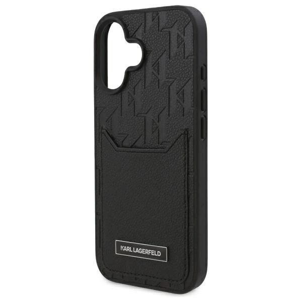 Karl Lagerfeld Cardslots Monogram iPhone 16 Case - Blackeng