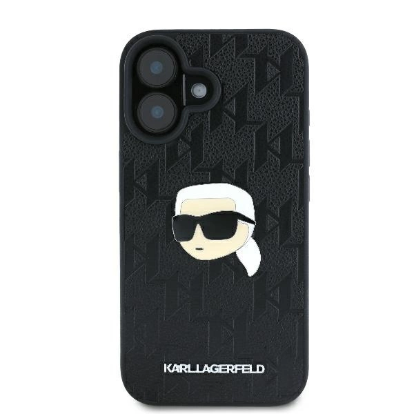 Karl Lagerfeld Monogram Karl Head Pin iPhone 16 Case - Blackeng
