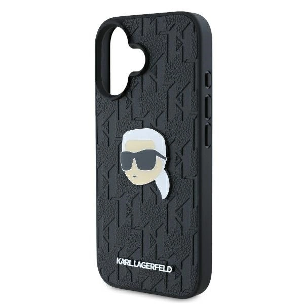 Karl Lagerfeld Monogram Karl Head Pin iPhone 16 Case - Blackeng