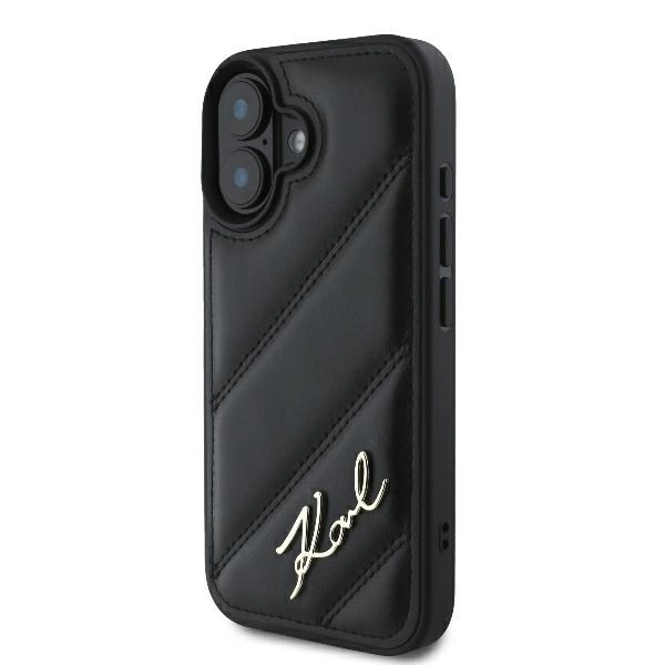 Karl Lagerfeld Quilted Signature iPhone 16 Case - Blackeng