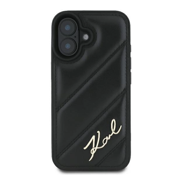 Karl Lagerfeld Quilted Signature iPhone 16 Case - Blackeng