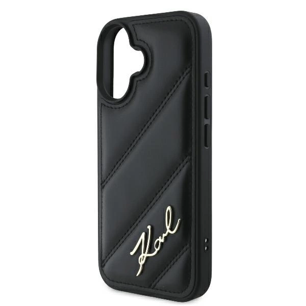 Karl Lagerfeld Quilted Signature iPhone 16 Case - Blackeng