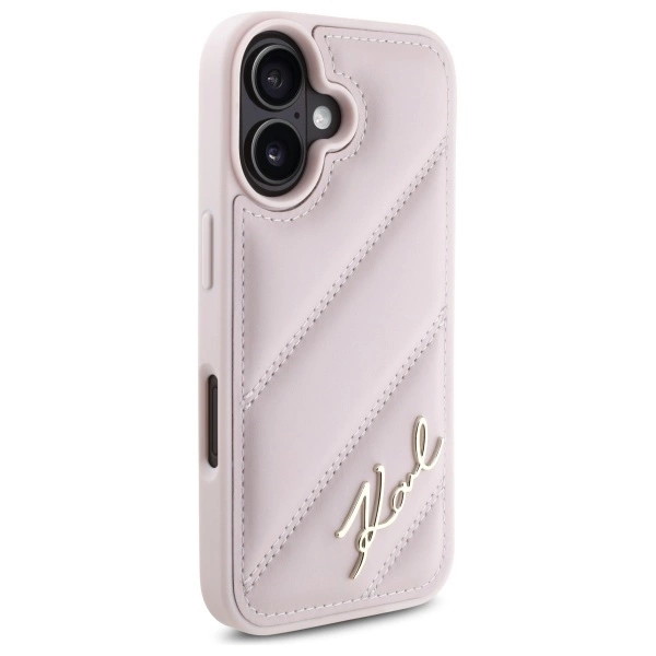 Karl Lagerfeld Quilted Signature iPhone 16 Case - Pinkeng