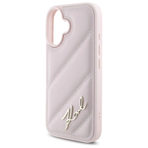Karl Lagerfeld Quilted Signature iPhone 16 Case - Pinkeng