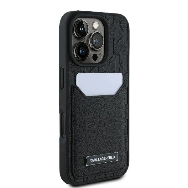 Karl Lagerfeld Cardslots Monogram iPhone 16 Pro Max Case - Blackeng
