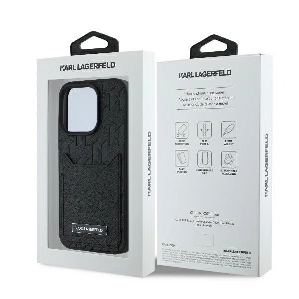 Karl Lagerfeld Cardslots Monogram iPhone 16 Pro Max Case - Blackeng