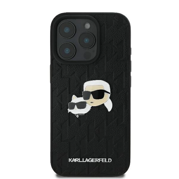 Karl Lagerfeld Monogram Karl & Choupette Head Pin Case for iPhone 16 Pro Max - Blackeng