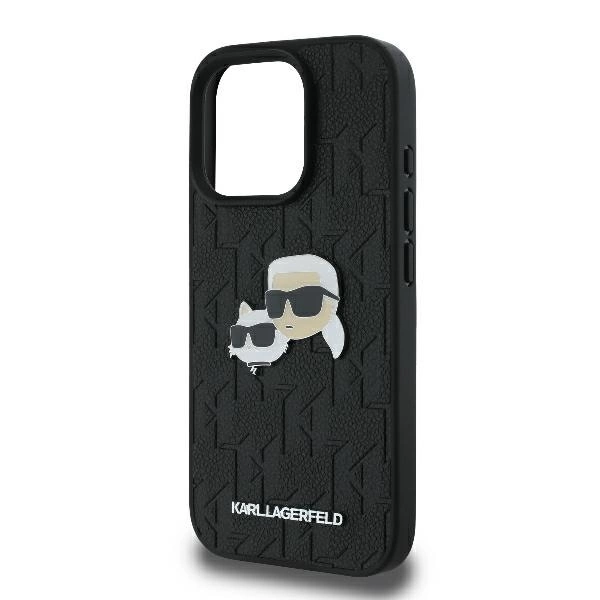Karl Lagerfeld Monogram Karl & Choupette Head Pin Case for iPhone 16 Pro Max - Blackeng