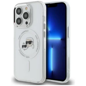 Karl Lagerfeld IML Metal Karl & Choupette Head MagSafe iPhone 14 Pro Case - Whiteeng