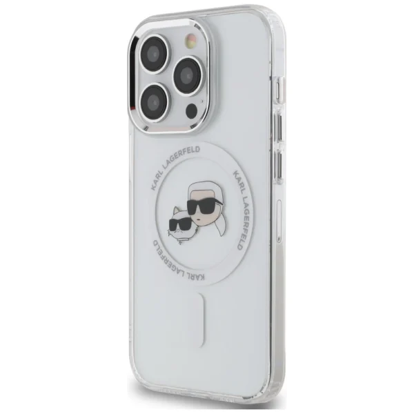 Karl Lagerfeld IML Metal Karl & Choupette Head MagSafe iPhone 14 Pro Case - Whiteeng