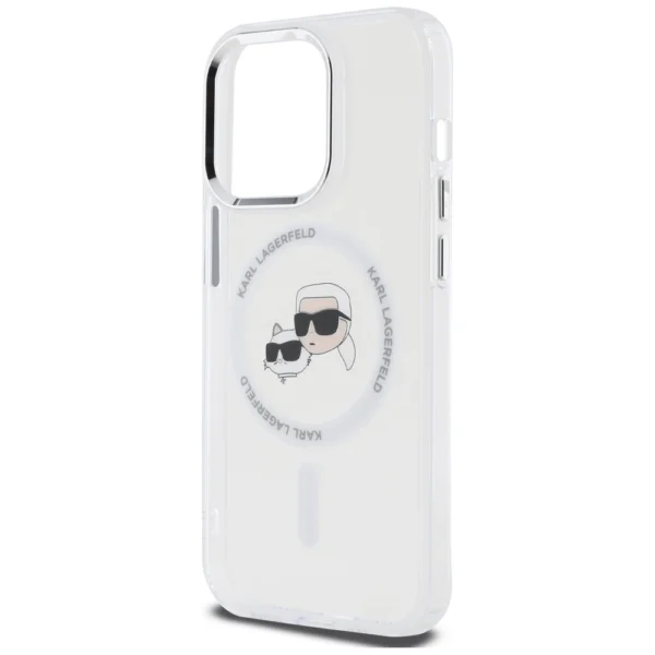 Karl Lagerfeld IML Metal Karl & Choupette Head MagSafe iPhone 14 Pro Case - Whiteeng