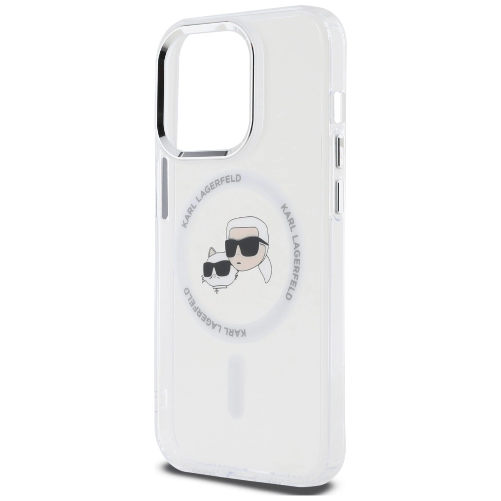 Karl Lagerfeld IML Metal Karl & Choupette Head MagSafe iPhone 14 Pro Case - Whiteeng