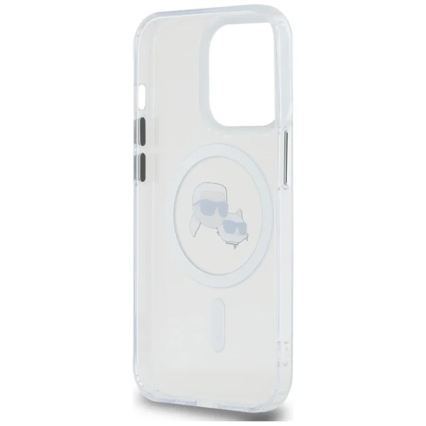 Karl Lagerfeld IML Metal Karl & Choupette Head MagSafe iPhone 14 Pro Case - Whiteeng