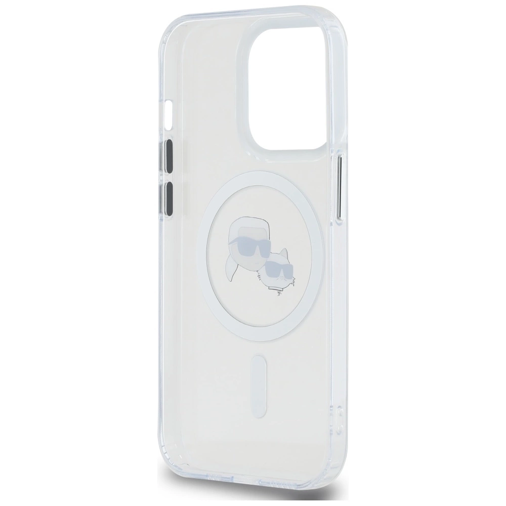 Karl Lagerfeld IML Metal Karl & Choupette Head MagSafe iPhone 14 Pro Case - Whiteeng