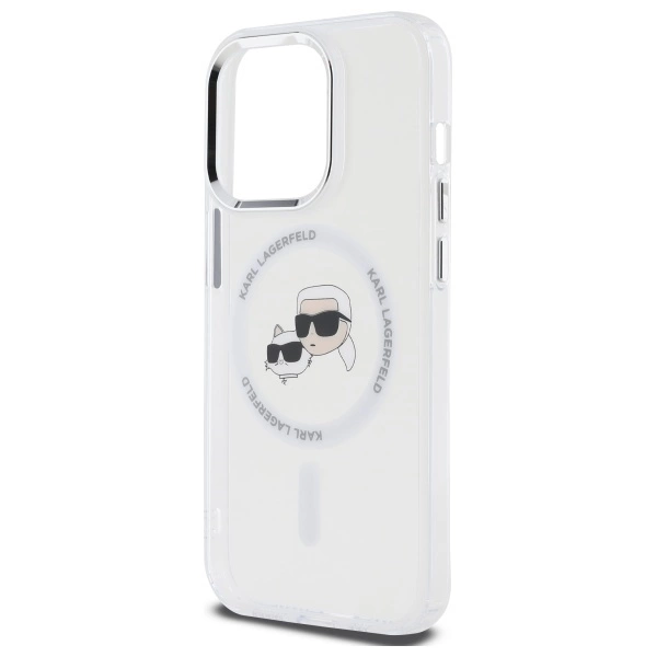 Karl Lagerfeld IML Metal Karl & Choupette Head MagSafe Case for iPhone 14 Pro Max - Whiteeng