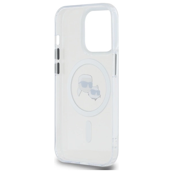 Karl Lagerfeld IML Metal Karl & Choupette Head MagSafe Case for iPhone 14 Pro Max - Whiteeng
