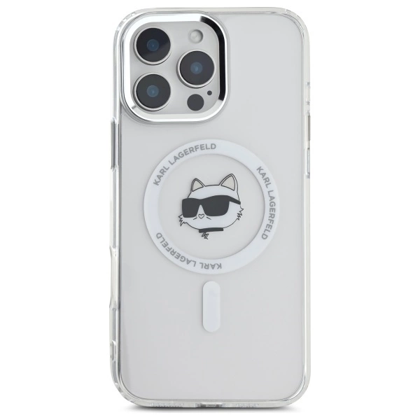 Karl Lagerfeld IML Metal Choupette Head MagSafe iPhone 16 Pro Case - Whiteeng