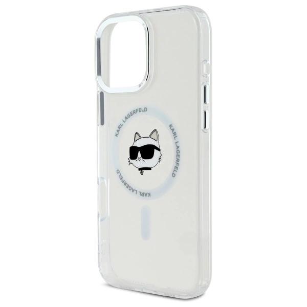 Karl Lagerfeld IML Metal Choupette Head MagSafe iPhone 16 Pro Case - Whiteeng