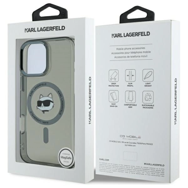 Karl Lagerfeld IML Metal Choupette Head MagSafe iPhone 16 Pro Case - Blackeng