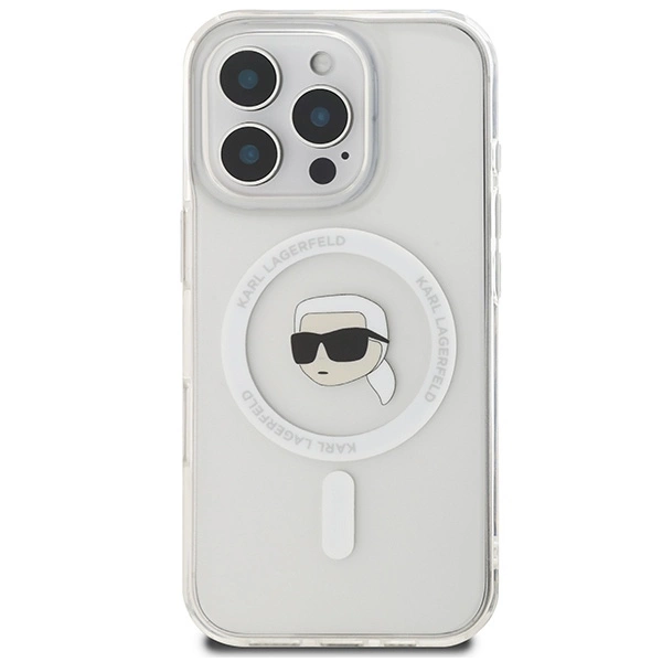 Karl Lagerfeld IML Metal Karl Head MagSafe Case for iPhone 16 Pro - Whiteeng