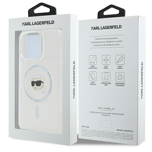 Karl Lagerfeld IML Metal Karl Head MagSafe Case for iPhone 16 Pro - Whiteeng