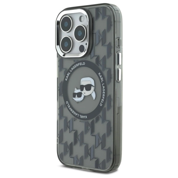 Karl Lagerfeld IML Monogram Karl & Choupette Head MagSafe iPhone 16 Pro Case - Blackeng
