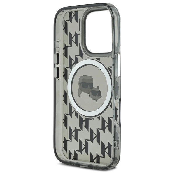 Karl Lagerfeld IML Monogram Karl & Choupette Head MagSafe iPhone 16 Pro Case - Blackeng