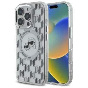Karl Lagerfeld IML Monogram Karl & Choupette Head MagSafe iPhone 16 Pro Case - Cleareng