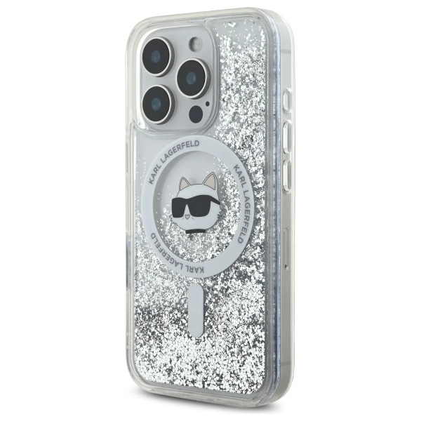 Karl Lagerfeld Liquid Glitter Choupette Head Magsafe iPhone 16 Pro Case - Cleareng