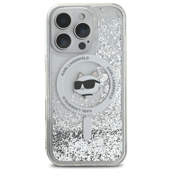 Karl Lagerfeld Liquid Glitter Choupette Head Magsafe iPhone 16 Pro Case - Cleareng
