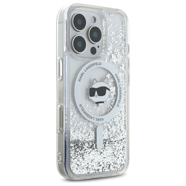 Karl Lagerfeld Liquid Glitter Choupette Head Magsafe iPhone 16 Pro Case - Cleareng