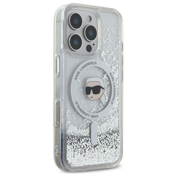 Karl Lagerfeld Liquid Glitter Karl Head Magsafe Case for iPhone 16 Pro - Cleareng