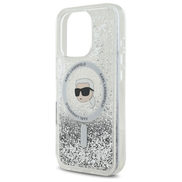 Karl Lagerfeld Liquid Glitter Karl Head Magsafe Case for iPhone 16 Pro - Cleareng