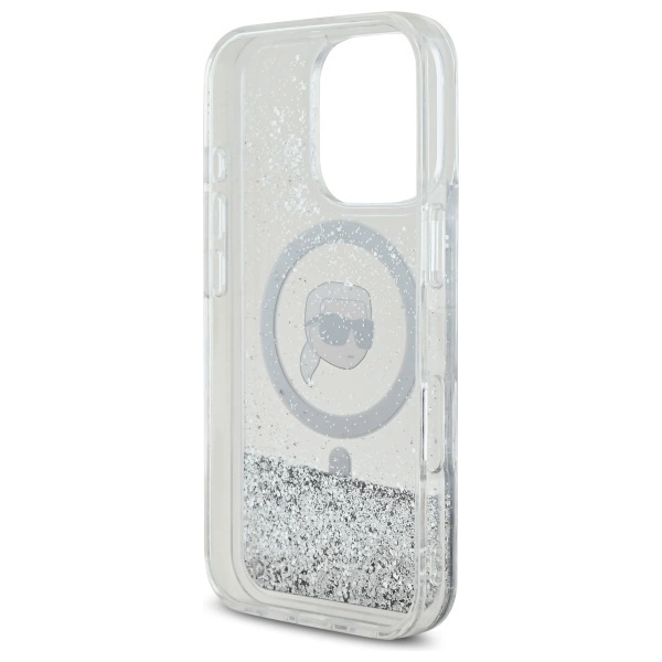 Karl Lagerfeld Liquid Glitter Karl Head Magsafe Case for iPhone 16 Pro - Cleareng
