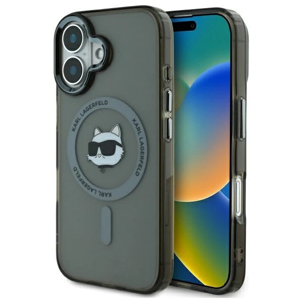 Karl Lagerfeld IML Metal Choupette Head MagSafe iPhone 16 Plus Case - Blackeng