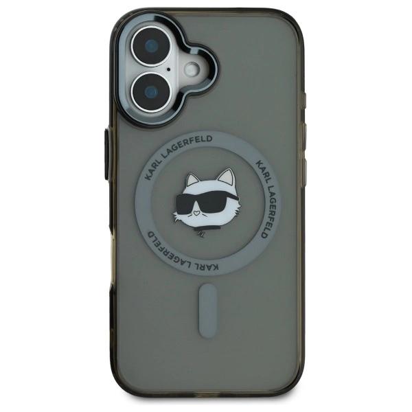 Karl Lagerfeld IML Metal Choupette Head MagSafe iPhone 16 Plus Case - Blackeng