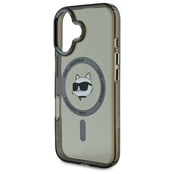 Karl Lagerfeld IML Metal Choupette Head MagSafe iPhone 16 Plus Case - Blackeng